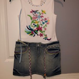 hannah banana tank and jean skirt dress kids